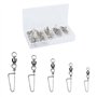 Emerillon De Pêche 25pcs Pêche Émerillon Baril 5 Tailles Anneau en Acier Inoxydable pour La Pêche Émerillons De Pêche avec Verro