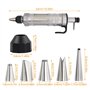 Anseom Seringue à Garniture en Acier Inoxydable, Presses à Pistolet à Gâteaux avec 6 Becs Seringue de Décoration pour Cupcakes, 