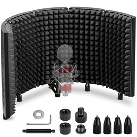 CAHAYA Isolation acoustique à 5 panneaux - Microphone réglable à 180 ° - Filtre pop - Absorbe le bruit - Pliable - Panneau d'iso