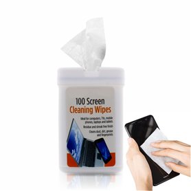 Lot de 50 lingettes pour écran - Couvercle refermable - Sans traces - Pour ordinateur