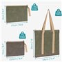 Belle Vous Lot de 3 Sacs à Fermeture Éclair Gris et Verts - Pochettes de Rangement de Différents Formats avec Poignées - Sacoche