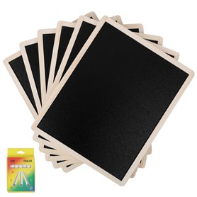 Kurtzy Lot de 6 Tableaux Noirs Double Face avec Cadres en Bois - Ardoise à Craie sur Tableau Noir - Petite Ardoise Noire pour En