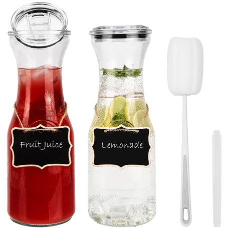 Belle Vous Lot de 2 Carafes à Eau en Verre avec Bouchon - Bouteille Verre 1