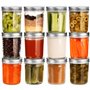 BELLE VOUS Lot de 12 Pots de Yaourt en Verre avec Couvercle en Métal - Pots de Yaourt 200ml - Pot en Verre pour Conservation des