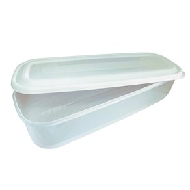 AMD Nexus Boîte de Rangement Plastique Rectangulaire Transparente de 1 l | Long Récipient Alimentaire Empilable avec Couvercle H