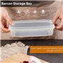 AMD Nexus Boîte de Rangement Plastique Rectangulaire Transparente de 1 l | Long Récipient Alimentaire Empilable avec Couvercle H