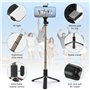 OWill Trepied Smartphone avec Lumière, 75 cm Trépied Smartphone Portable Perche a Selfie avec Télécommande Bluetooth pour IPhone