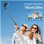 OWill Trepied Smartphone avec Lumière, 75 cm Trépied Smartphone Portable Perche a Selfie avec Télécommande Bluetooth pour IPhone