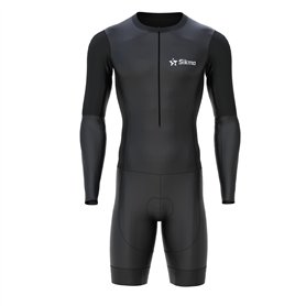 Sikma Combinaison de triathlon à manches longues pour homme en maille respirante rembourrée avec réflexion haute visibilité et b