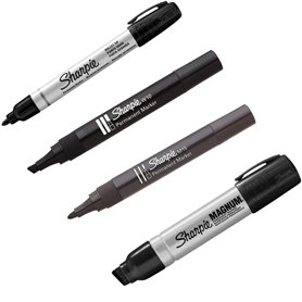 Sharpie Lot de 4 marqueurs permanents techniques professionnels | Pointe ogive et biseautée | Pour les surfaces les plus diffici