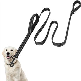 Euqvunn Laisse Chien 2m avec Double poignées rembourrées | Coutures réfléchissantes | Corde en Nylon pour Grands et Moyens Chien