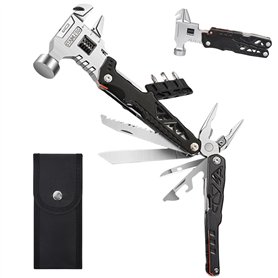 Marteau multifonction 18 en 1 - En acier au carbone de qualité supérieure - Avec sac de rangement - Pour camping