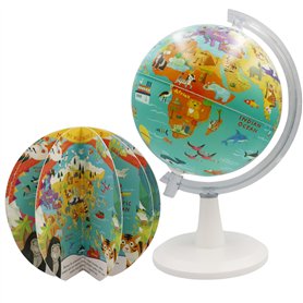 EXERZ Globe terrestre de 20 cm avec un livre « mon monde sauvage » 16 pages. Tourner