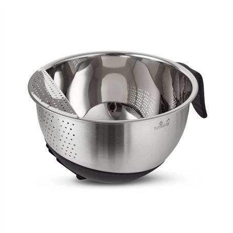 Yum Asia Bol à riz en acier inoxydable 304 avec base et poignée en silicone 22 cm