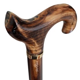 TAMAKA Canne Derby en bois fabriquée à la main pour homme et femme avec manche brûlé et col - 94 cm