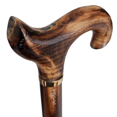 TAMAKA Canne Derby en bois fabriquée à la main pour homme et femme avec manche brûlé et col - 94 cm