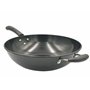 Hilltop Supplies Wok à fond plat en acier au carbone de 32 cm, anti-adhésif, résistant aux brûlures et poignée, grande capacité 