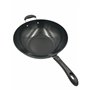 Hilltop Supplies Wok à fond plat en acier au carbone de 32 cm, anti-adhésif, résistant aux brûlures et poignée, grande capacité 