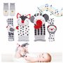 brunoko Chaussettes bébé ensemble de chaussettes hochet et bracelets pour bébé 3 en 1 - Jouets pour bébés de 0 à 12 mois - Chaus