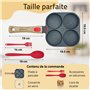 KitchenEvi Poele a Pancakes à Induction avec Manche Amovible, Couvercle en Verre robuste et Spatules - Poele induction Multifonc