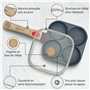 KitchenEvi Poele a Pancakes à Induction avec Manche Amovible, Couvercle en Verre robuste et Spatules - Poele induction Multifonc