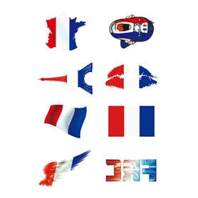 GamTelightpe Tatouage Drapeau Français en forme de Papillion Coeur Tatouages Temporaire Ierméable Pour Coupe du Monde Jeux de Eu