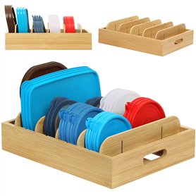Winter Shore Range Couvercle en Bambou - Organisateur Tiroir Cuisine - Rangement Couvercle Casserole