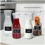 Winter Shore Bouteille Verre 1L avec Couvercles [Lot de 2] - Carafe Verre Bouchon en Acrylique avec Étiquettes Ardoise & Marqueu