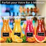 Winter Shore Bouteille Verre 1L avec Couvercles [Lot de 2] - Carafe Verre Bouchon en Acrylique avec Étiquettes Ardoise & Marqueu