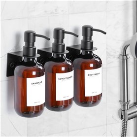 Winter Shore Distributeur Savon Mural [Lot de 3] - Distributeur Shampoing et Gel Douche Ambrés de 500 ML avec Pompe - Distribute