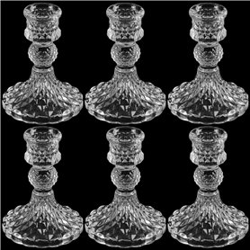 Winter Shore Bougeoirs en Verre [Lot de 6] - Chandelier Verre Transparent pour Centres de Table de Mariage