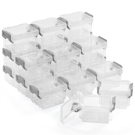 Winter Shore Petites Boites Empilables Plastiques Transparentes Rangement [Lot de 20] - pour Accessoires