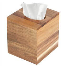 Winter Shore Cache Boite Mouchoir - Boite a Mouchoir Carré en Bois d'Acacia - Boite Mouchoirs Decorative avec Fond Coulissant -