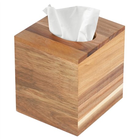 Winter Shore Cache Boite Mouchoir - Boite a Mouchoir Carré en Bois d'Acacia - Boite Mouchoirs Decorative avec Fond Coulissant -