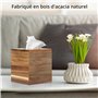 Winter Shore Cache Boite Mouchoir - Boite a Mouchoir Carré en Bois d'Acacia - Boite Mouchoirs Decorative avec Fond Coulissant - 