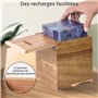Winter Shore Cache Boite Mouchoir - Boite a Mouchoir Carré en Bois d'Acacia - Boite Mouchoirs Decorative avec Fond Coulissant - 