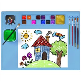 Winter Shore Tapis Peinture Silicone Bleu - Set Peinture SIlicone avec Pot Magnétique Pliable