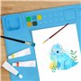 Winter Shore Tapis Peinture Silicone Bleu - Set Peinture SIlicone avec Pot Magnétique Pliable, Palette, Porte-Pinceaux, Règles -