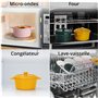 Winter Shore Mini Cocotte Individuelle de 270 ml en Porcelaine avec Couvercles & Poignées [Lot de 4] - Ramequin Four Empilable -