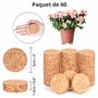 Winter Shore Dessous de Pot de Fleur en Liège Invisibles (Lot de 60) - 5 x 1,5 cm Cale Pot de Fleur - Antidérapants - Jardinière