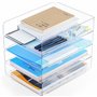 Winter Shore Bannettes Rangement Bureau Transparentes (Lot de 4) - Corbeille a Courrier Empilable en Pet pour Bureau - Bac a Cou