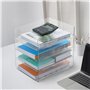 Winter Shore Bannettes Rangement Bureau Transparentes (Lot de 4) - Corbeille a Courrier Empilable en Pet pour Bureau - Bac a Cou
