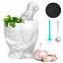 Winter Shore Ensemble Mortier Pilon Cuisine en Marbre - Mortier Cuisine avec Bol Broyeur Gris en Pierre de 10 x 10