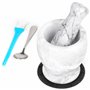 Winter Shore Ensemble Mortier Pilon Cuisine en Marbre - Mortier Cuisine avec Bol Broyeur Gris en Pierre de 10 x 10,5 cm, 250 ml,