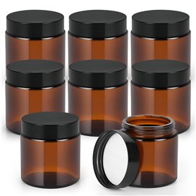 Winter Shore Pot Verre Ambré 120ml avec Couvercles Noirs (Lot de 8) - Pot A Bougie Vide - Petit Pot Vide Cosmétiques