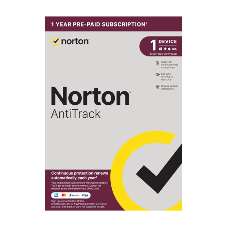 Norton AntiTrack 2023 | 1 Device and 1-year subscription with automatic renewal | PC | Activation Code by Post