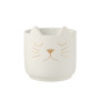 J-Line by Jolipa Cache-Pot Chaton en Ciment Blanc et Or de Grande Taille