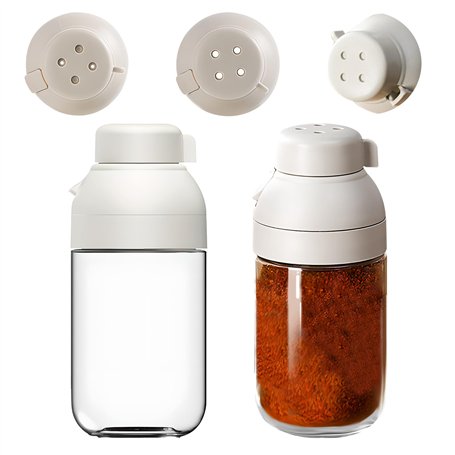LELE LIFE Lot de 2 distributeurs de sucre en verre avec 2 trous réglables et bec verseur
