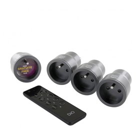 Kit 4 prises nano On/Off + télécommande 4 canaux - DiO 1.0 - Anthracite