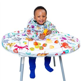 AMEZNA Bavoir Imperméable avec Plateau – Bavoir Manches Longues pour Chaise Haute – Tablier Bébé pour Manger dès 6 Mois – Idéal